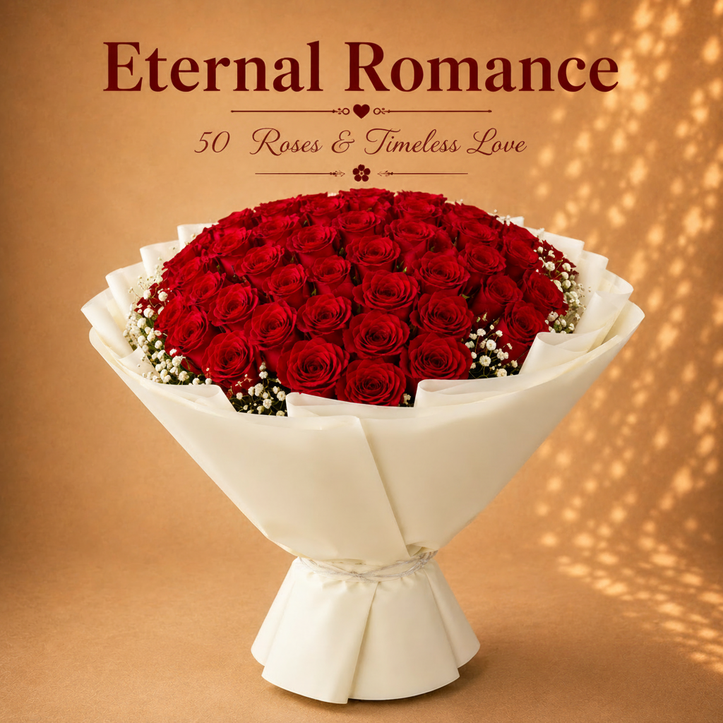 Eternal Romance 50 Red Roses & Timeless Love