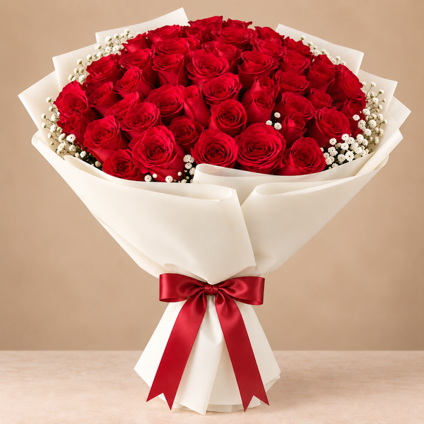 Eternal Romance 50 Red Roses & Timeless Love