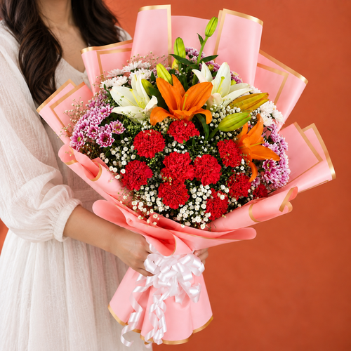 Blossom Delight Carnation & Lily Bouquet