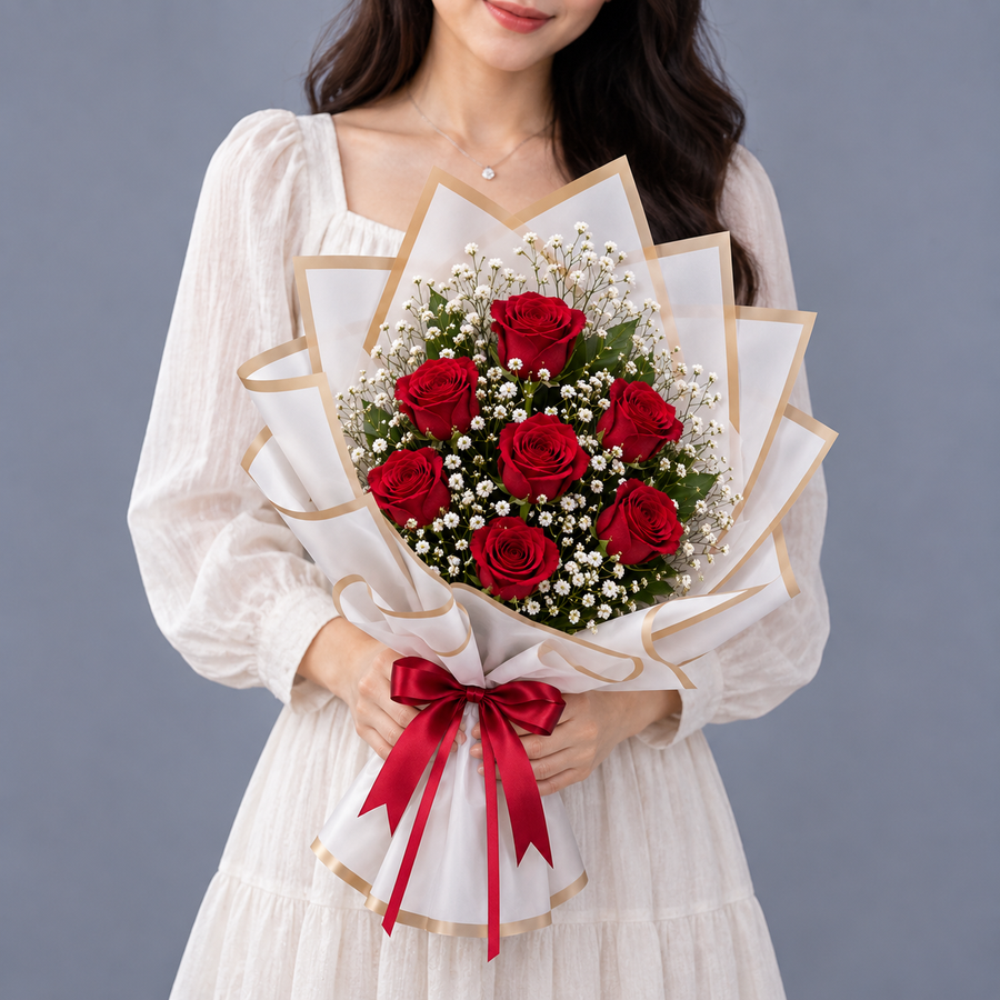 Forever Love 7 Red Roses Bouquet