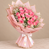 Romantic Rosy Dream Bouquet of 20 Pink Roses