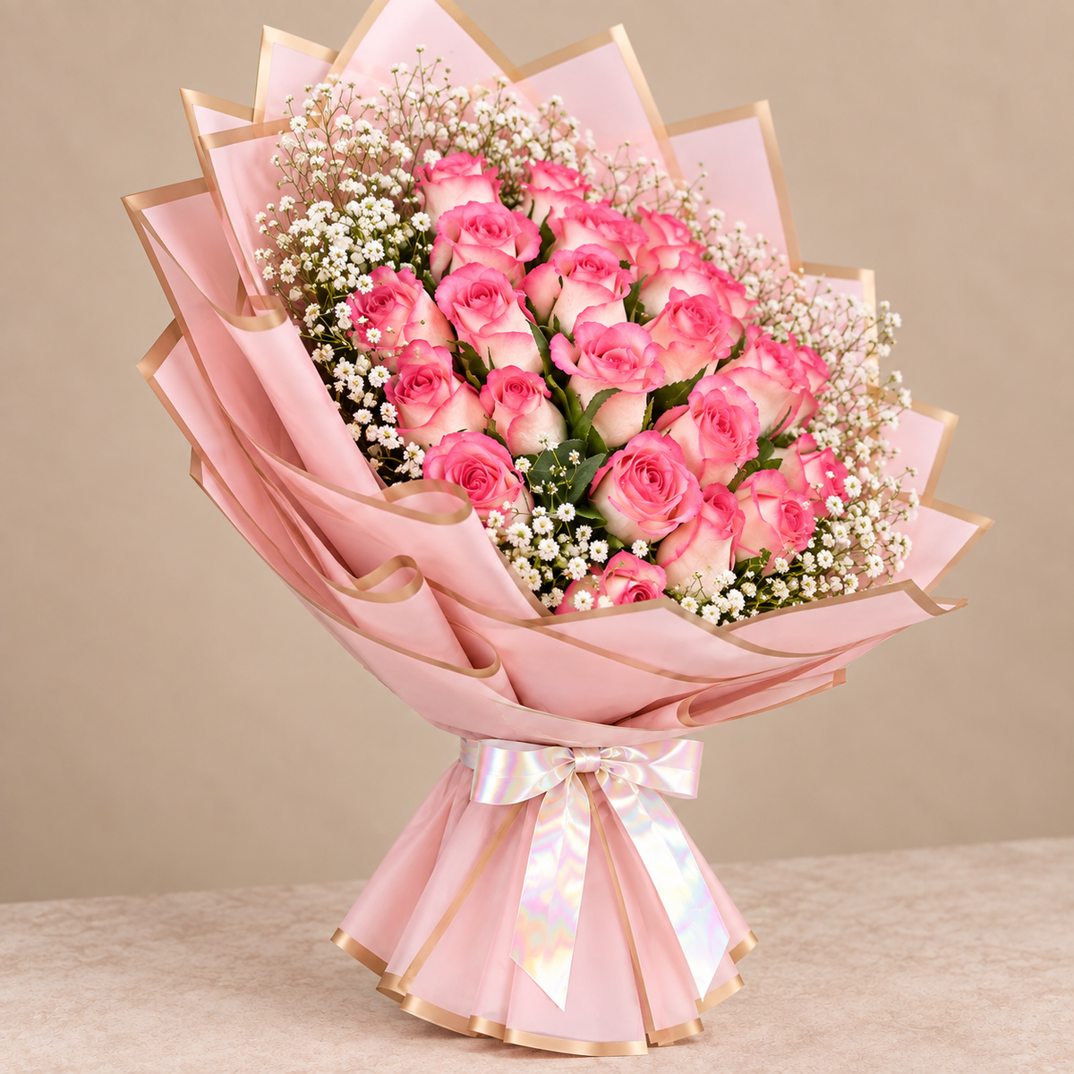 Romantic Rosy Dream Bouquet of 20 Pink Roses