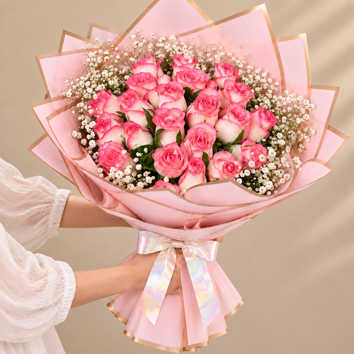 Romantic Rosy Dream Bouquet of 20 Pink Roses