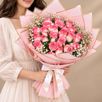 Romantic Rosy Dream Bouquet of 20 Pink Roses