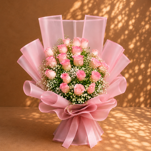 Blush Romance Pink Rose Bouquet