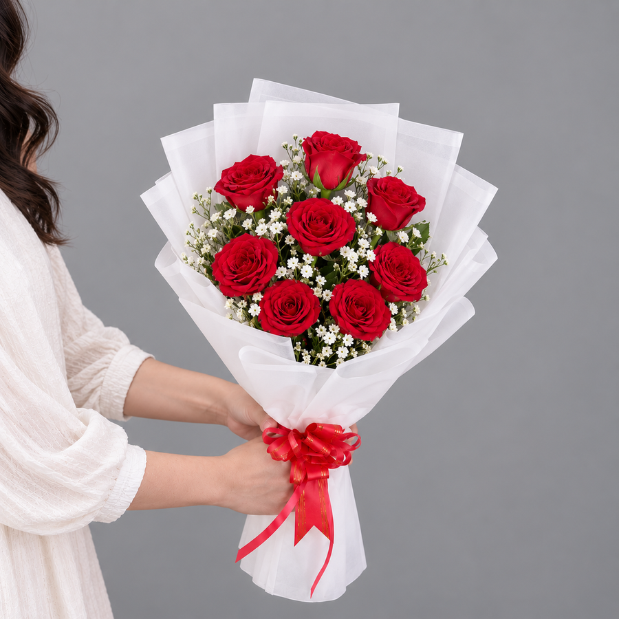 Eternal Romance 8 Red Roses Bouquet