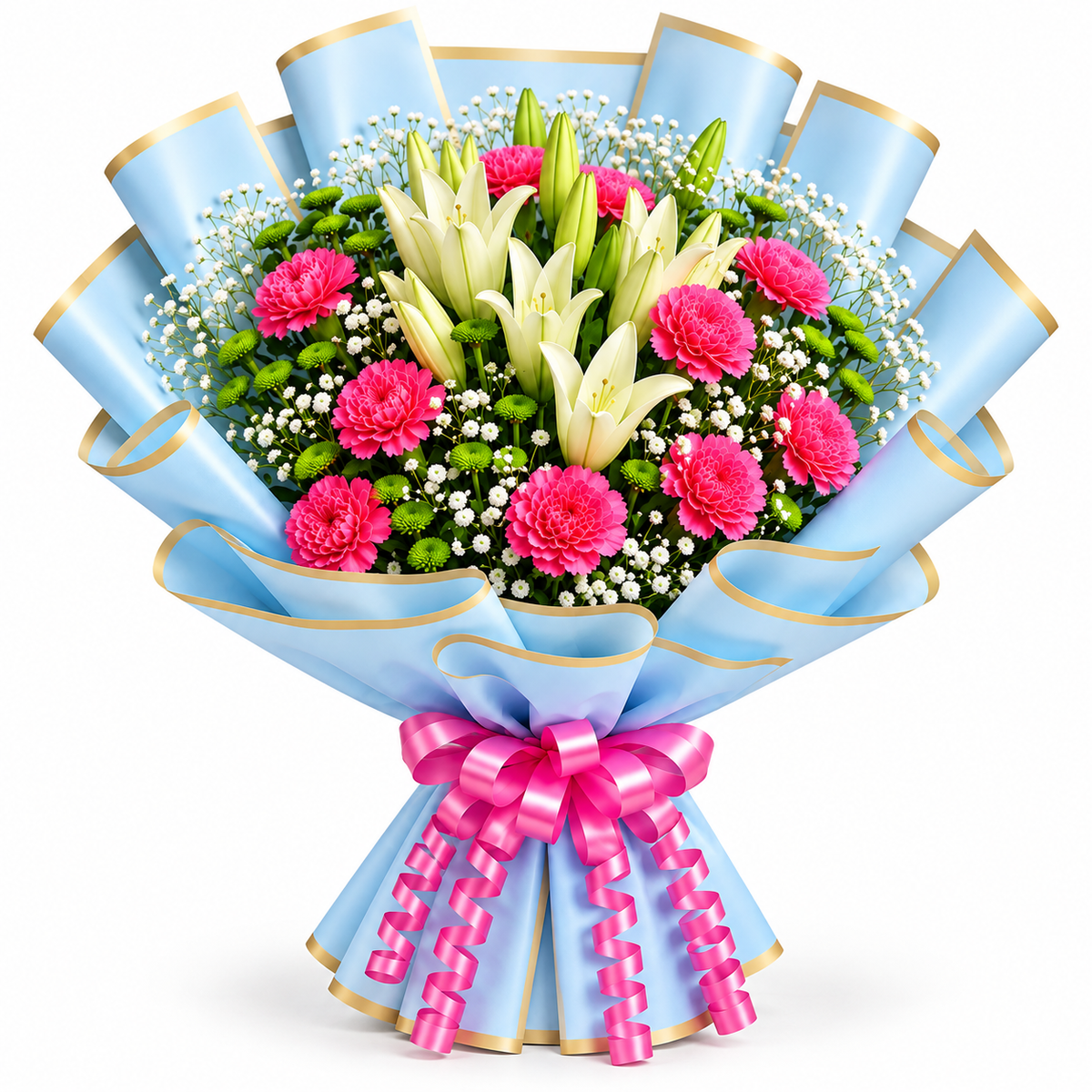 Elegance in Bloom Fresh Lily & Carnation Bouquet