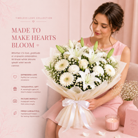 Divine Whispers Luxury Flower Bouquet – White Lilies, Roses, Gerberas & Carnations