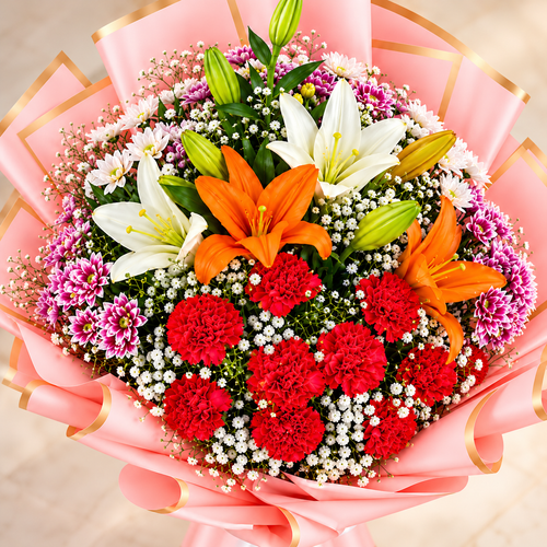 Blossom Delight Carnation & Lily Bouquet