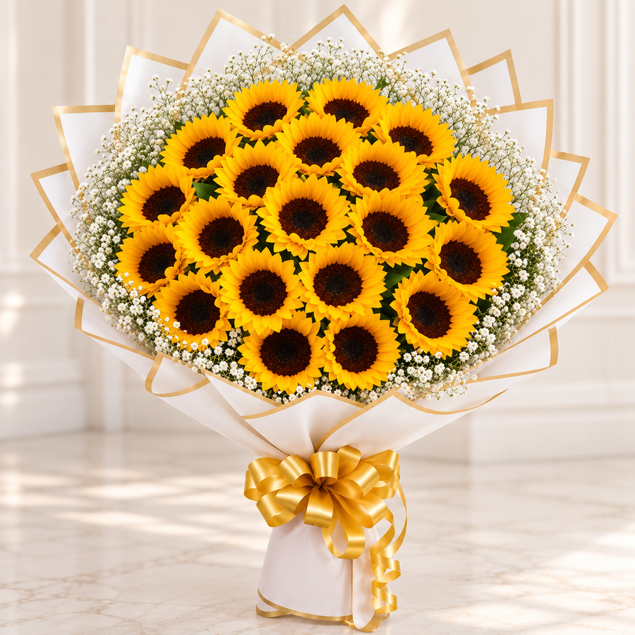 Sunny Delight 18 Sunflowers Bouquet