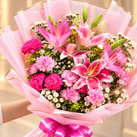 Sweet Elegance Pink Lily & Carnation Bouquet
