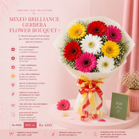 Mixed Brilliance Gerbera Flower Bouquet – Colorful Gerbera Bouquet with Gypsophila Fillers
