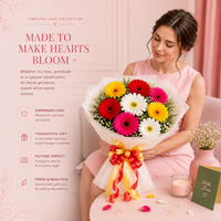 Mixed Brilliance Gerbera Flower Bouquet – Colorful Gerbera Bouquet with Gypsophila Fillers