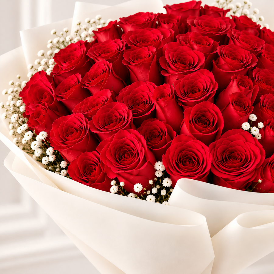 Eternal Romance 50 Red Roses & Timeless Love