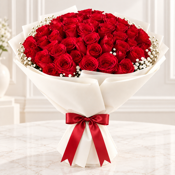 Eternal Romance 50 Red Roses & Timeless Love