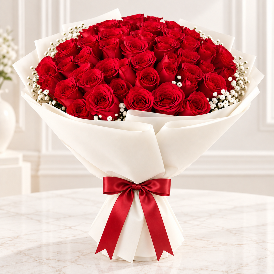 Eternal Romance 50 Red Roses & Timeless Love