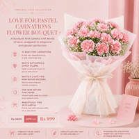 Love For Pastel Carnations Flower Bouquet – 15 Baby Pink Carnations with Gypsophila Fillers