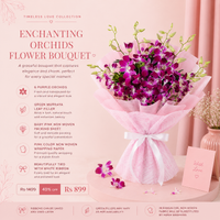Enchanting Orchids Flower Bouquet – Premium Purple Orchid Bouquet with Elegant Pink Wrapping