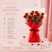 Confetti Of Love Red Roses Bouquet – 12 Red Roses with White Gypsophila Fillers