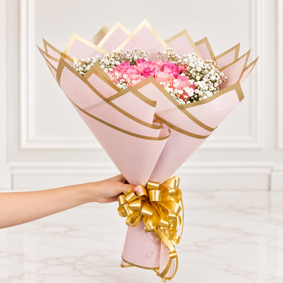 Romantic Rosy Dream Bouquet of 20 Pink Roses