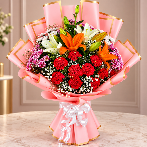 Blossom Delight Carnation & Lily Bouquet