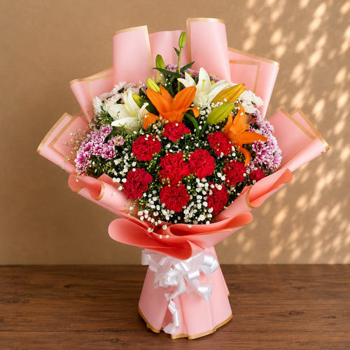 Blossom Delight Carnation & Lily Bouquet
