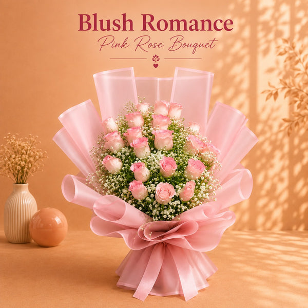 Blush Romance Pink Rose Bouquet