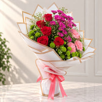 Graceful Charm 5 Roses & 5 Carnation Flowers Bouquet