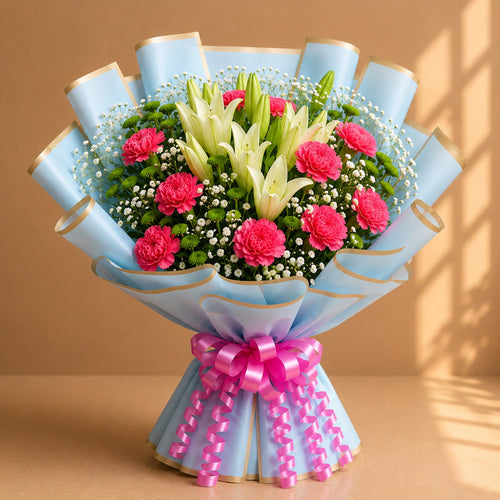 Elegance in Bloom Lily & Carnation Bouquet